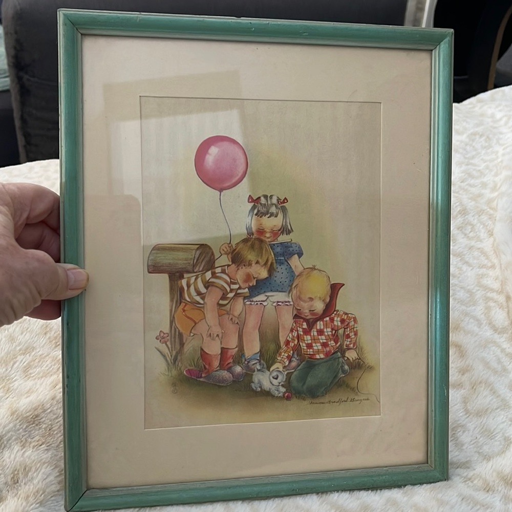 Vintage Burgess 1940’s Baby Nursery watercolor Print